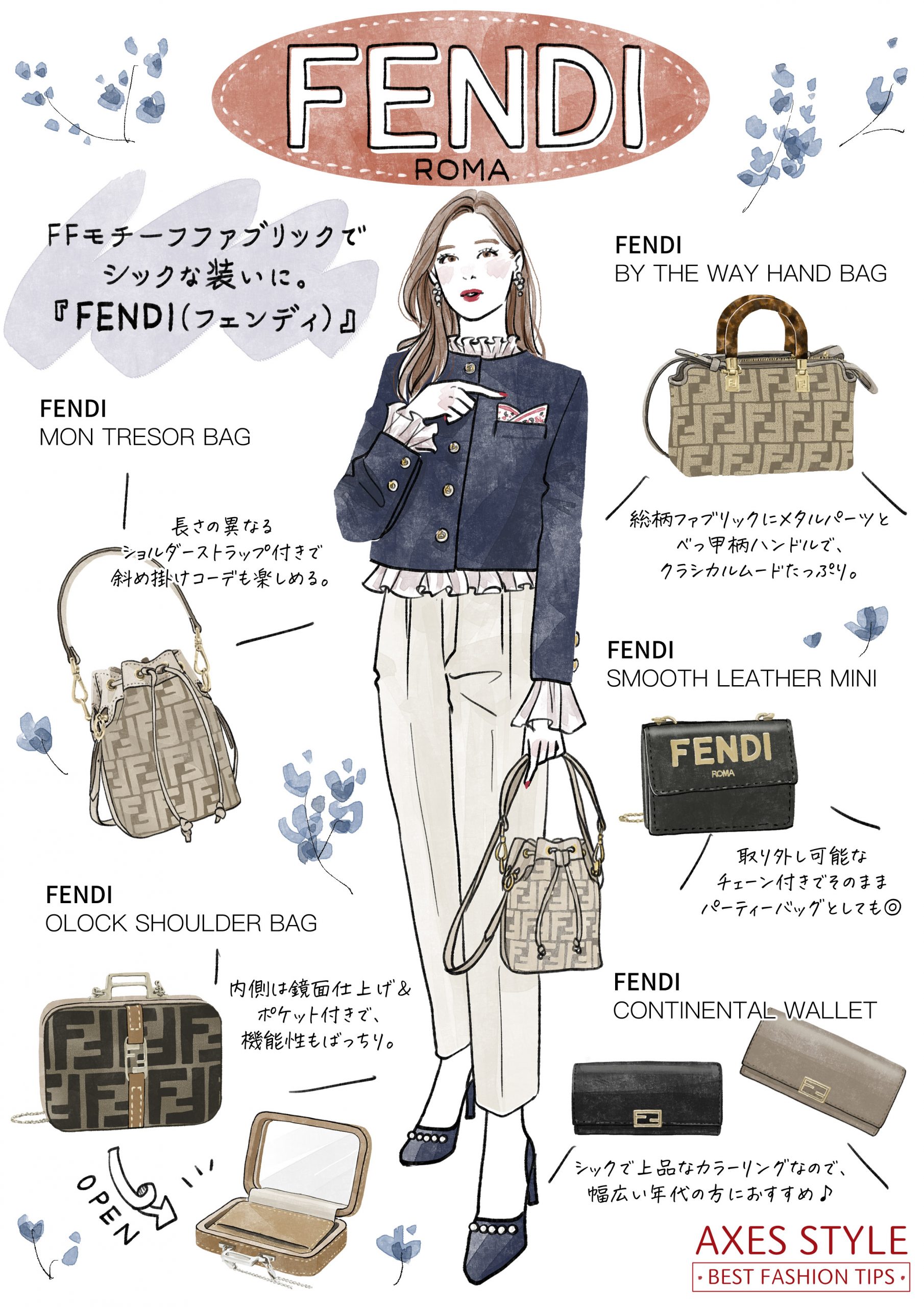 FFモチーフファブリックでシックな装いに。『FENDI(フェンディ)』AXES