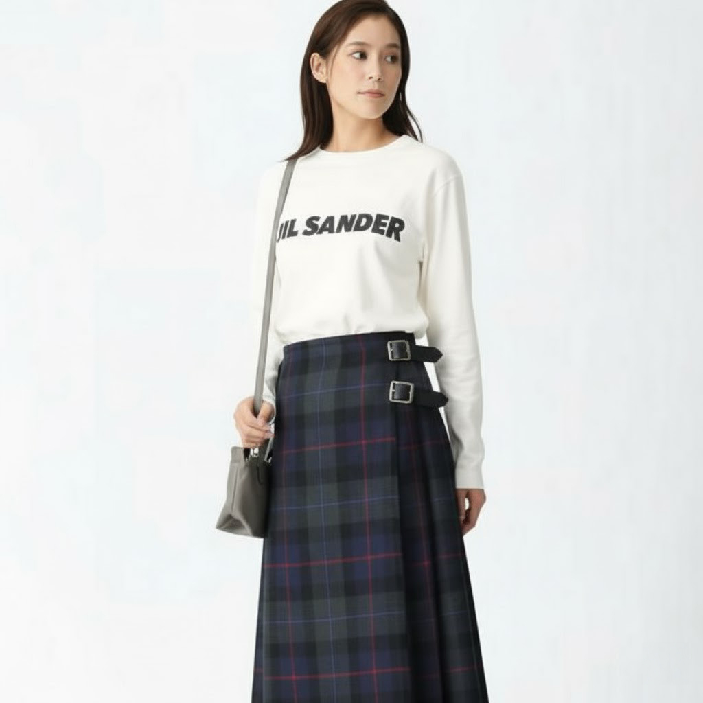 ジルサンダー Tシャツ カットソー 長袖カットソー トップス ロゴT ホワイト レディース JIL SANDER